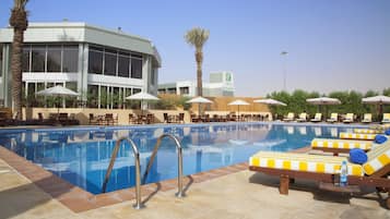 2 outdoor pools, open 9:30 AM to 10 PM, pool umbrellas, sun loungers