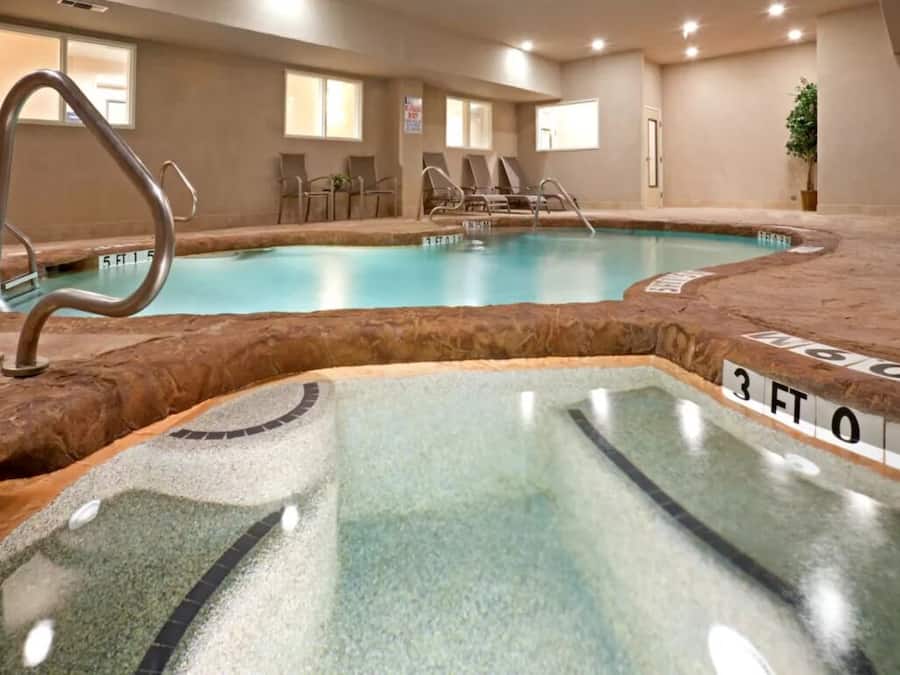 Indoor pool, open 10 AM to 10 PM, sun loungers