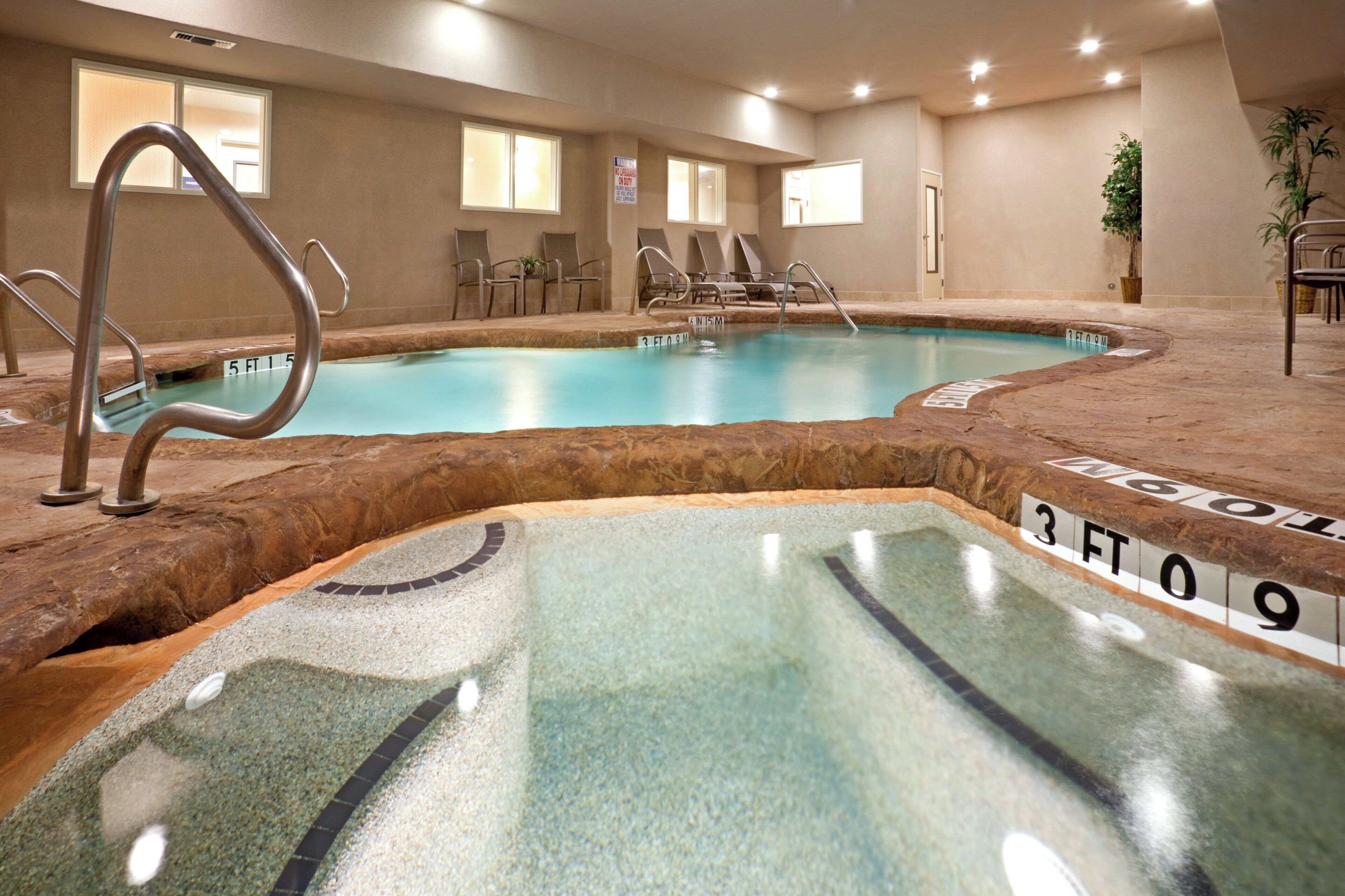 Indoor pool, open 10 AM to 10 PM, sun loungers