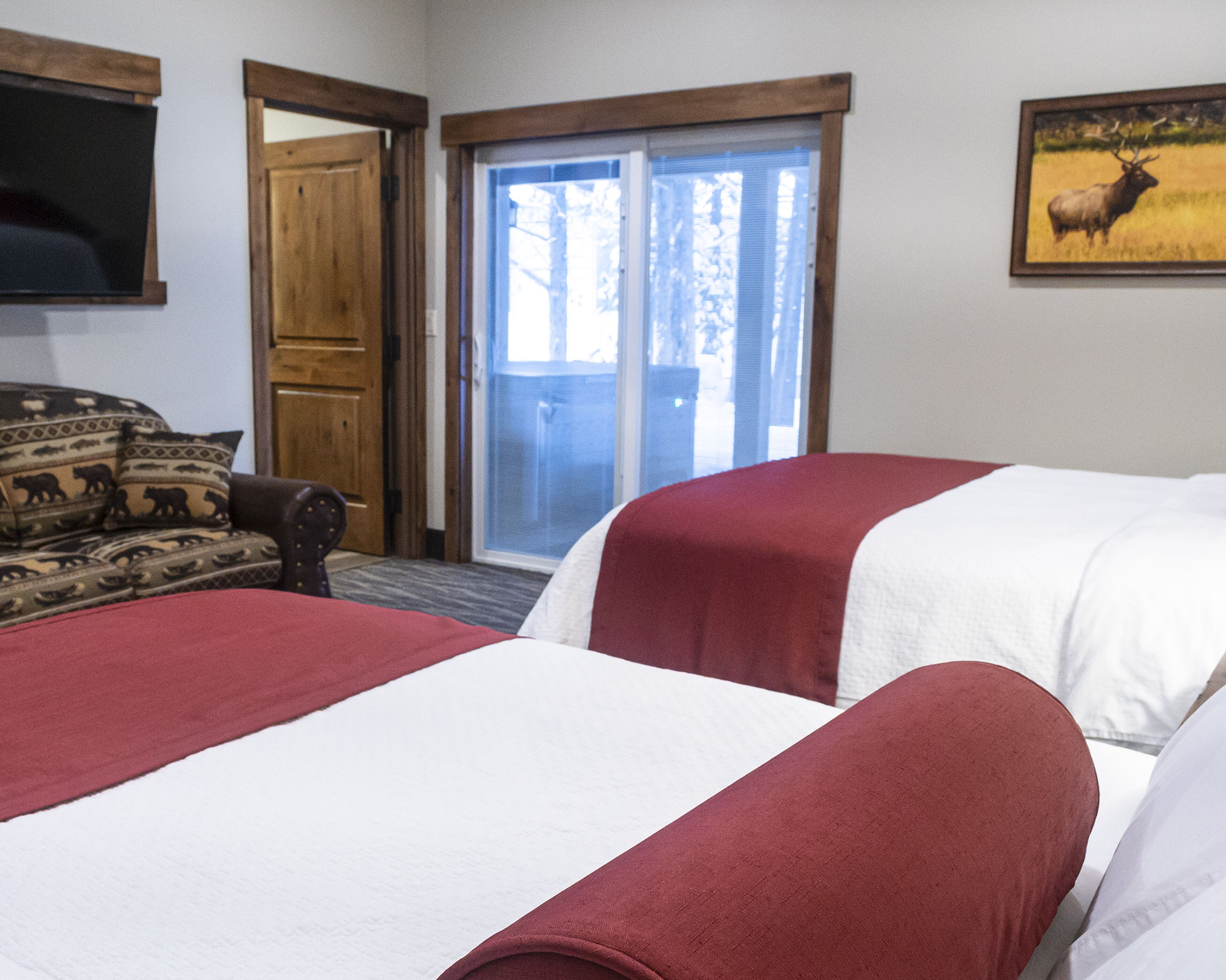 52-inch flat-screen TV with satellite channels, TV