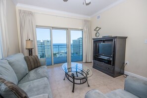 Two bedroom Two Bathroom Condo | Living area | TV - Crystal Tower By Youngs Sun Coast (Gulf Shores)