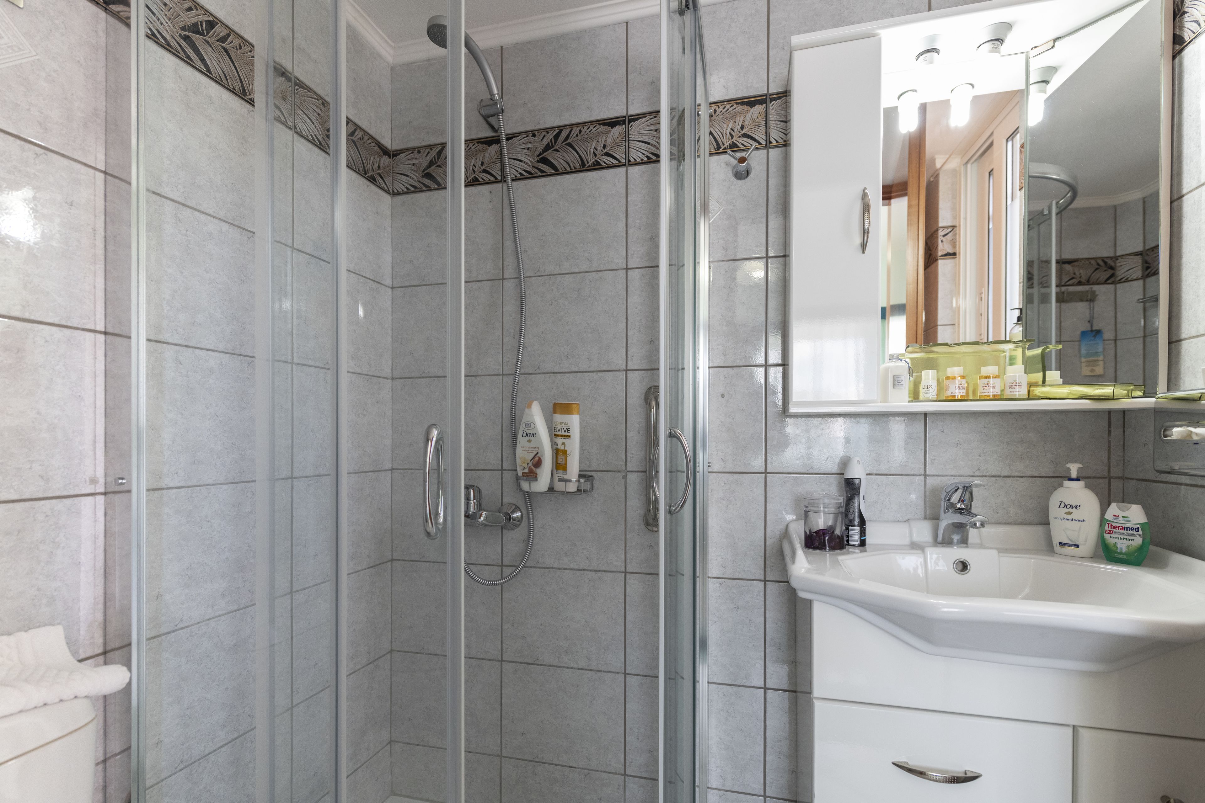 romantic suite (double) | bathroom | rainfall showerhead, designer toiletries, hair dryer, bathrobes