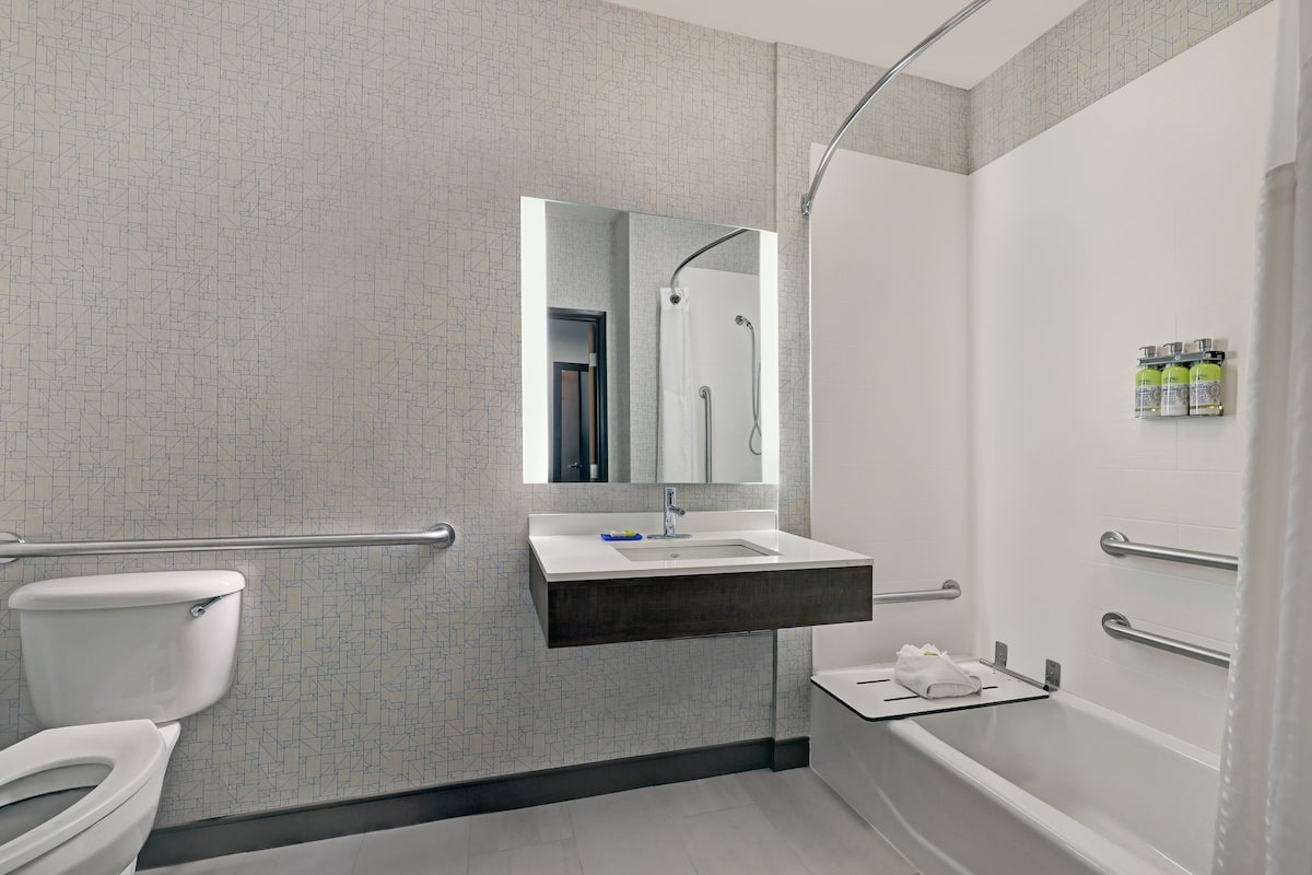 free toiletries, hair dryer, towels, soap