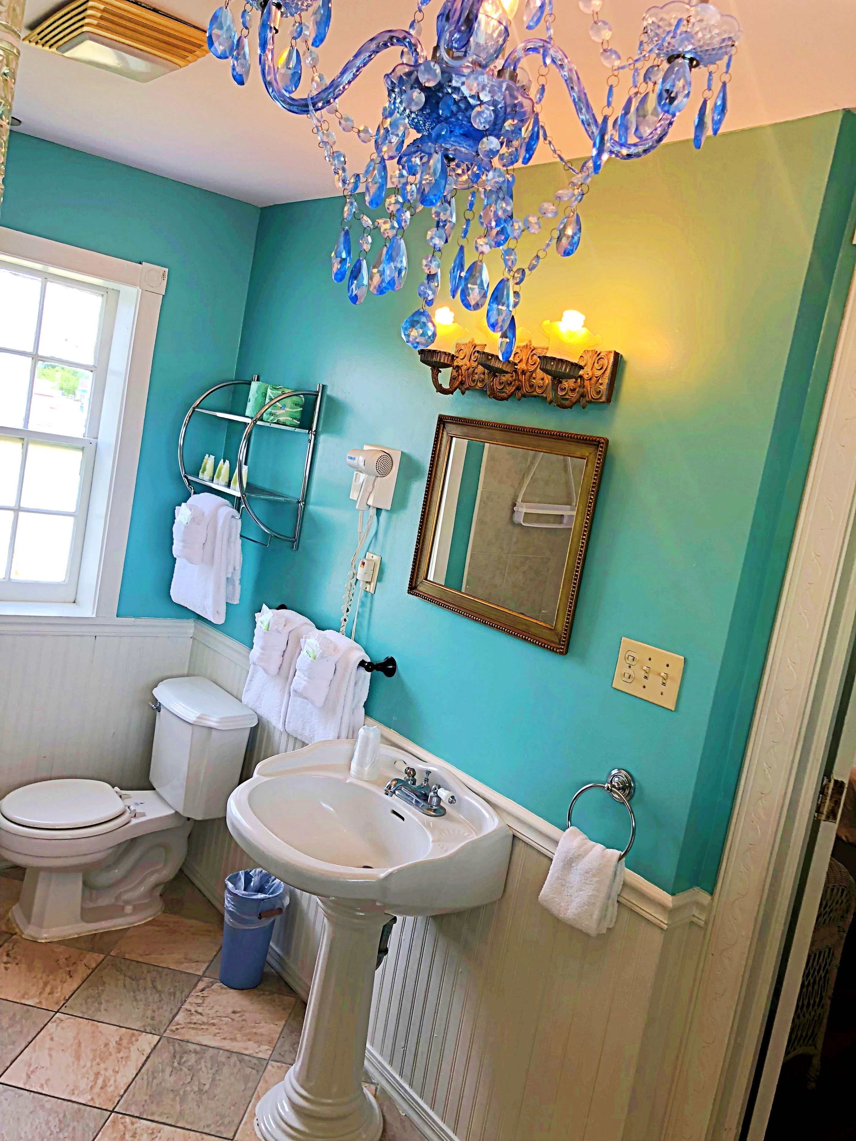 free toiletries, hair dryer, towels