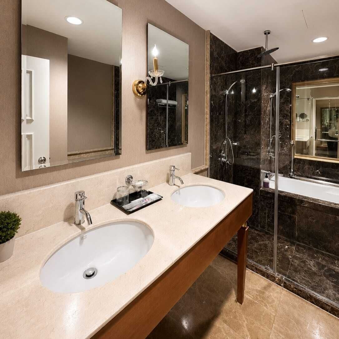 Shower, rainfall showerhead, hair dryer, bidet