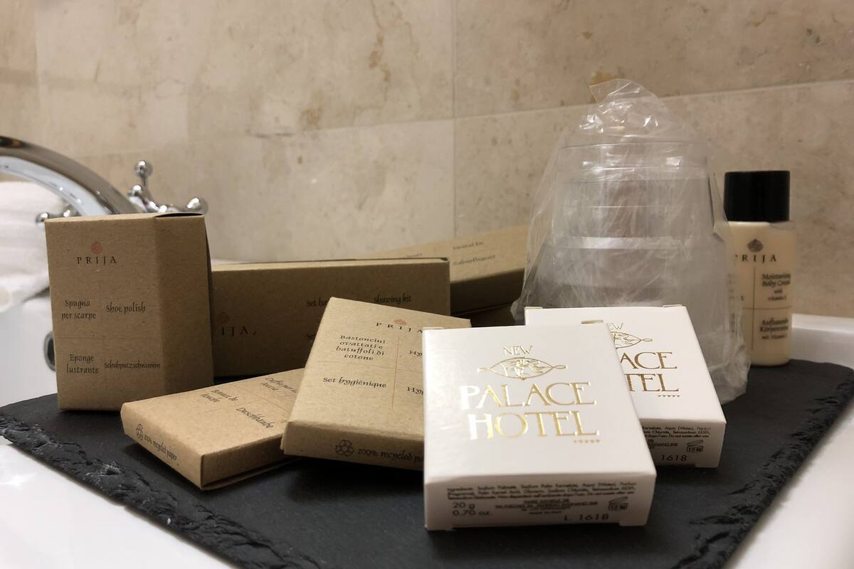 combined shower/bathtub, free toiletries, hair dryer, bidet