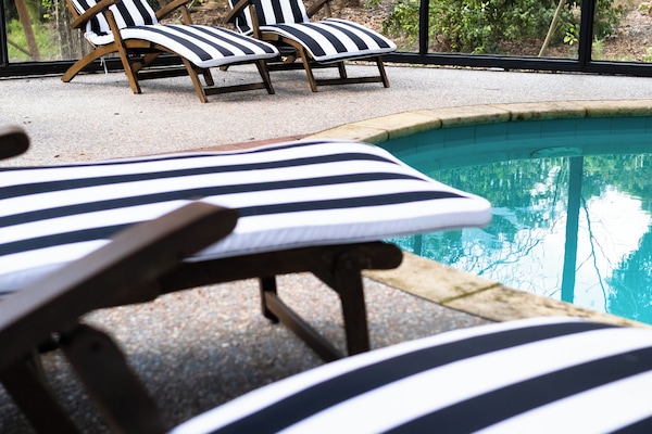 Outdoor pool, pool loungers