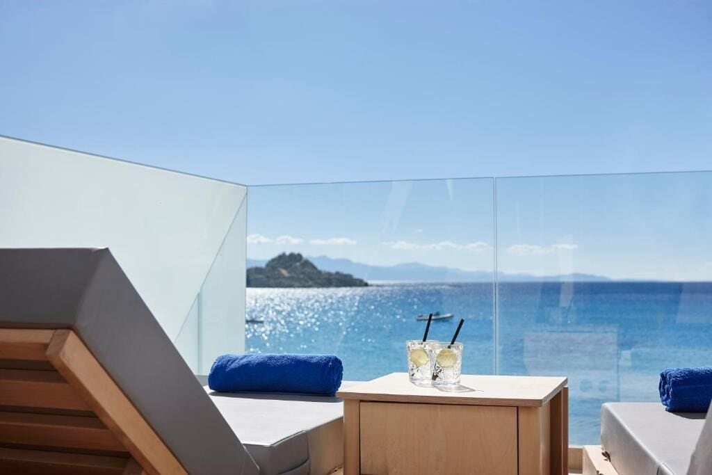 Camera Deluxe, 1 letto matrimoniale, vista mare | Biancheria da letto di alta qualità, materassi a doppio strato