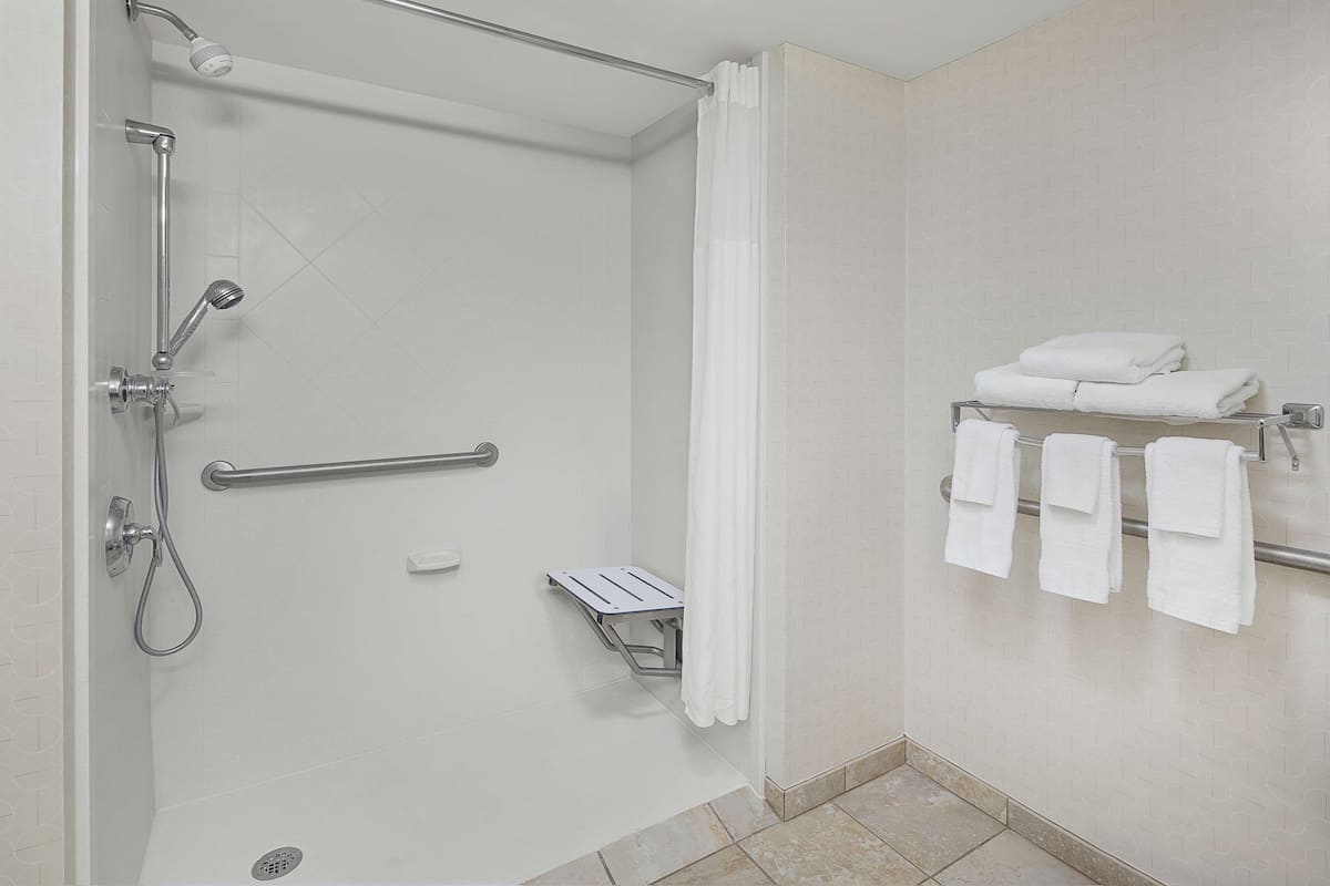 room, 1 king bed, accessible (roll-in shower, mobility & hearing) | bathroom shower
