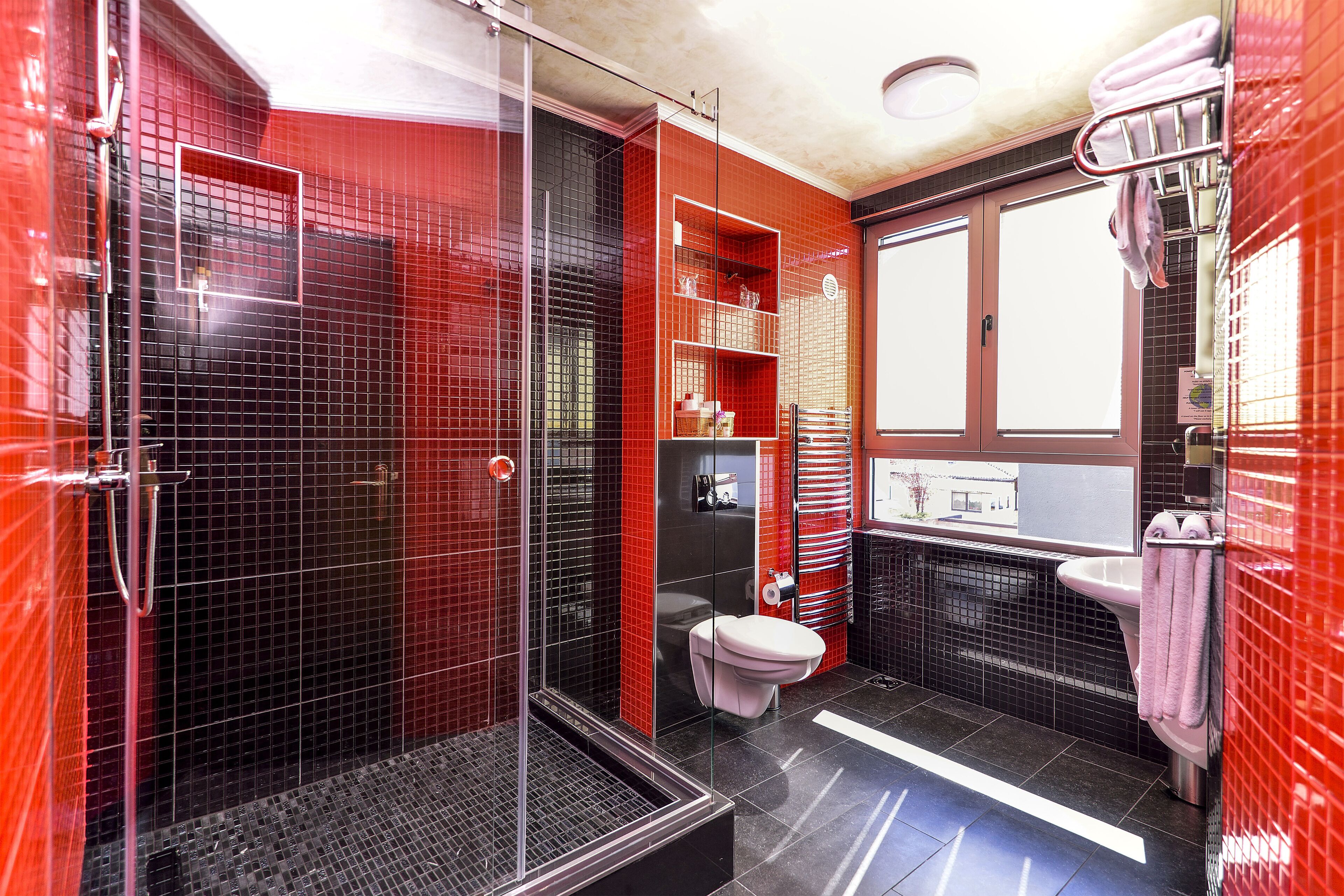 shower, free toiletries, hair dryer, bathrobes