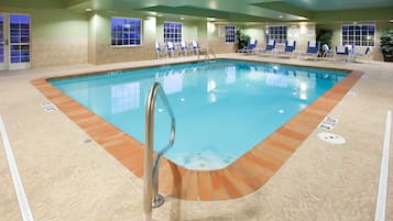 Indoor pool, open 7:00 AM to 10:00 PM, sun loungers