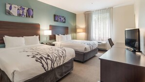 1 bedroom, desk, blackout drapes, iron/ironing board
