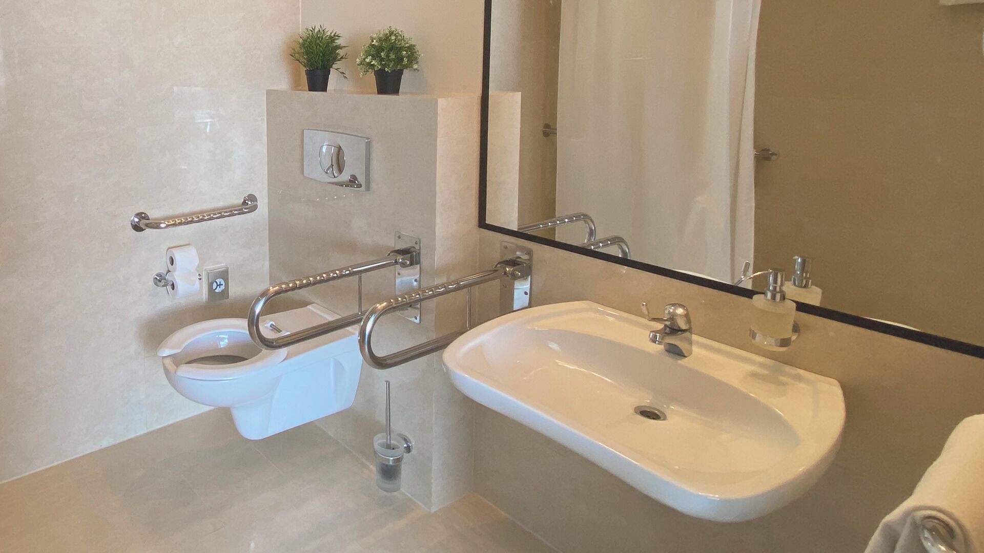 classic double room (disability access) | bathroom | hair dryer, towels