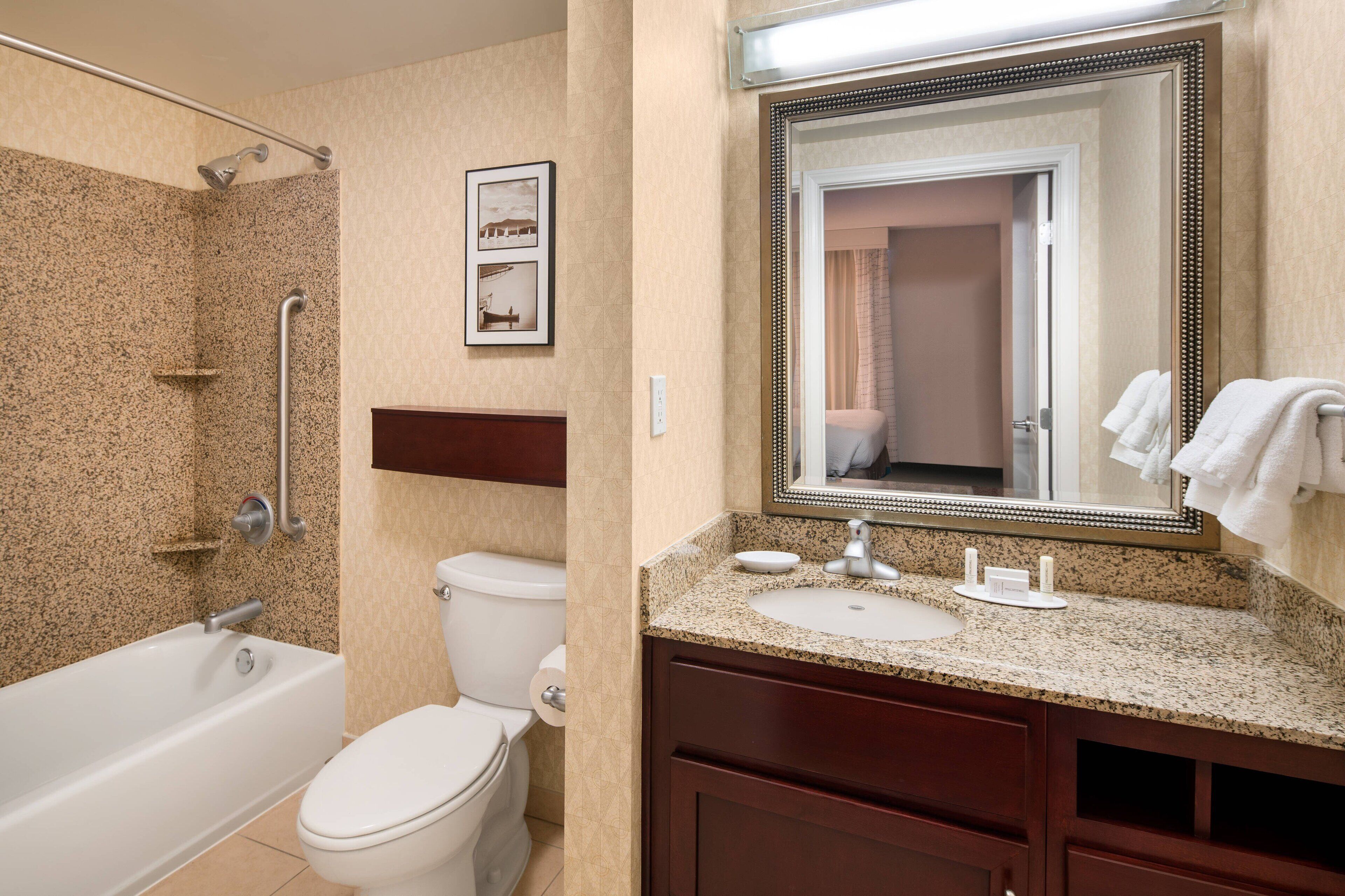 free toiletries, hair dryer, towels