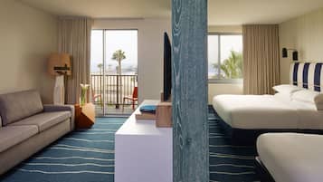 Suíte estúdio, 2 camas Queen, de frente para o oceano | 1 quarto, lençóis italianos Frette, roupas de cama premium