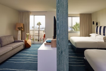 Studio Suite, 2 Queen Beds, Oceanfront | 1 bedroom, Frette Italian sheets, premium bedding, down comforters at Kimpton Shorebreak Huntington Beach Resort by IHG