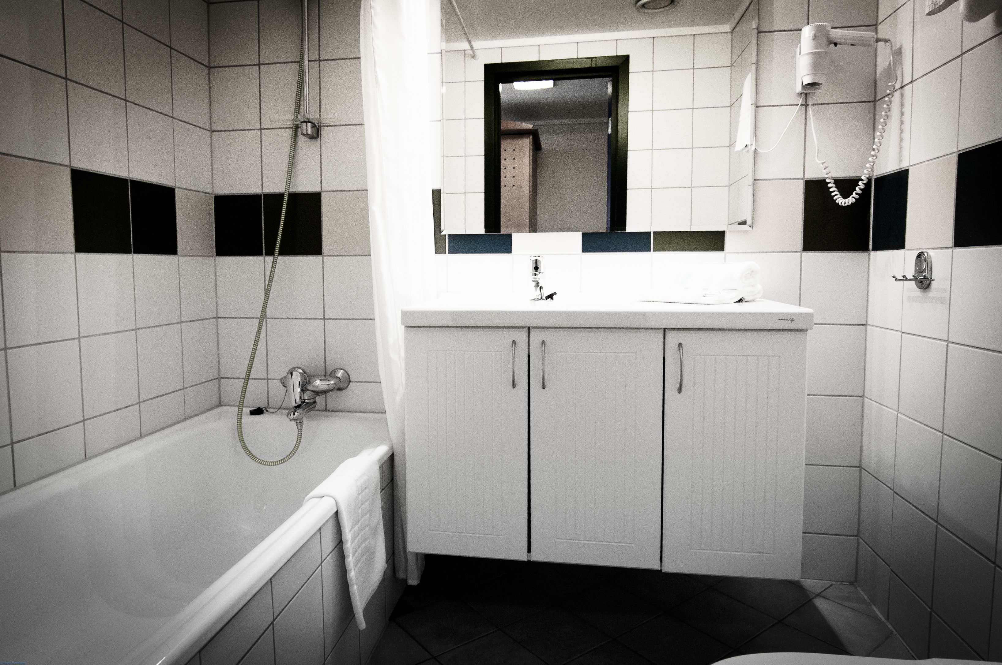 free toiletries, hair dryer, towels