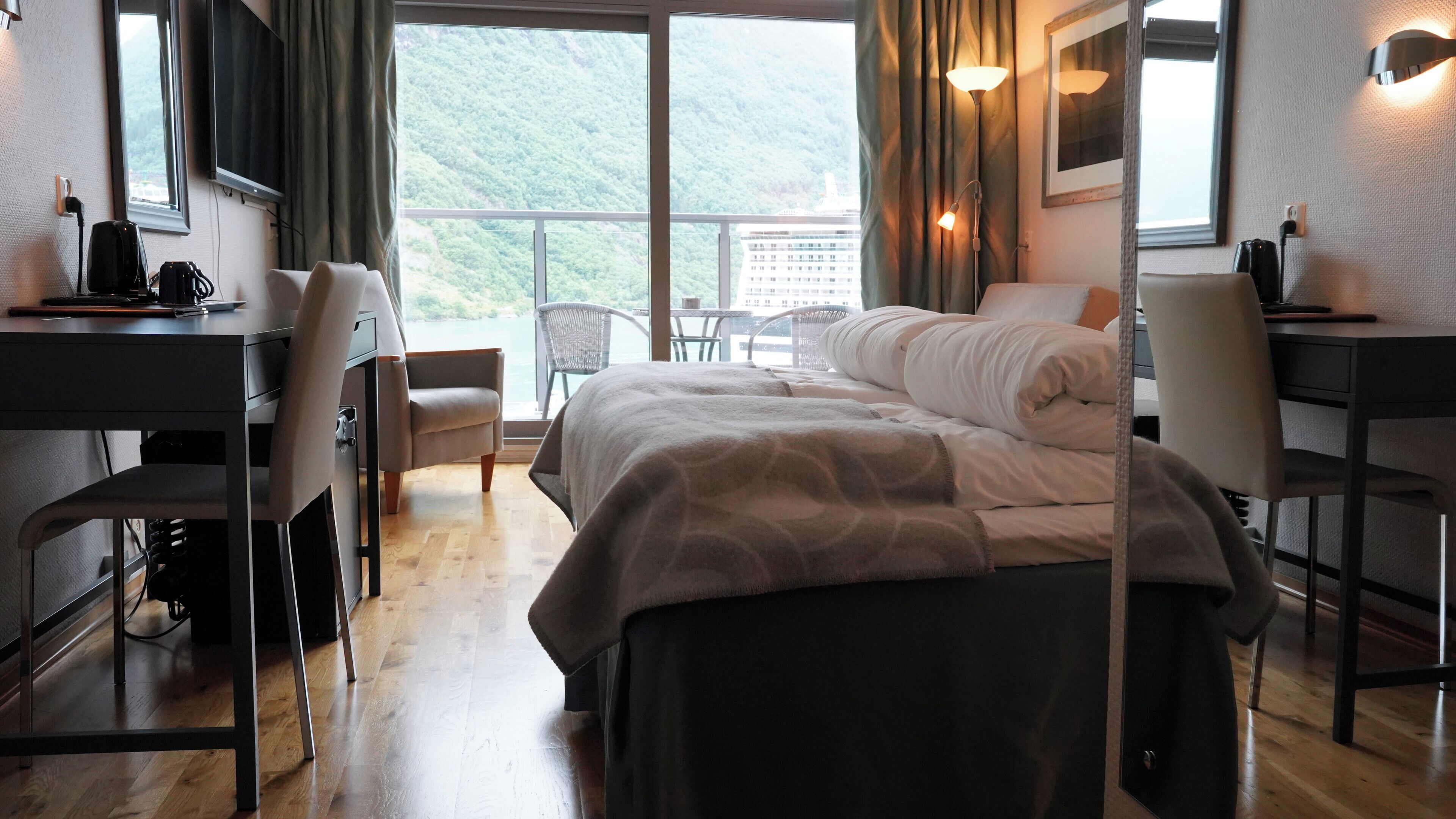 superior double or twin room (fjord view) | pillow-top beds, desk, wifi, bed sheets