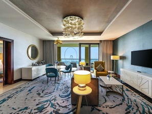 Club Suite, 1 King Bed, Club Lounge Access, Sea View (Opera. Balcony) | Down comforters, minibar, in-room safe, desk - Sofitel Dubai Jumeirah Beach (Dubai)