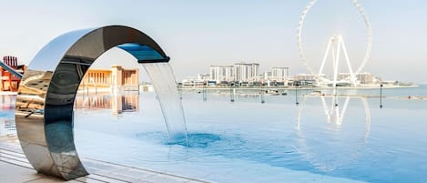Outdoor pool, pool umbrellas