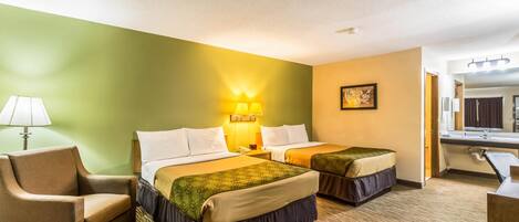 Habitación estándar, 2 camas dobles, no fumadores | Escritorio, tabla de planchar con plancha, cunas gratuitas