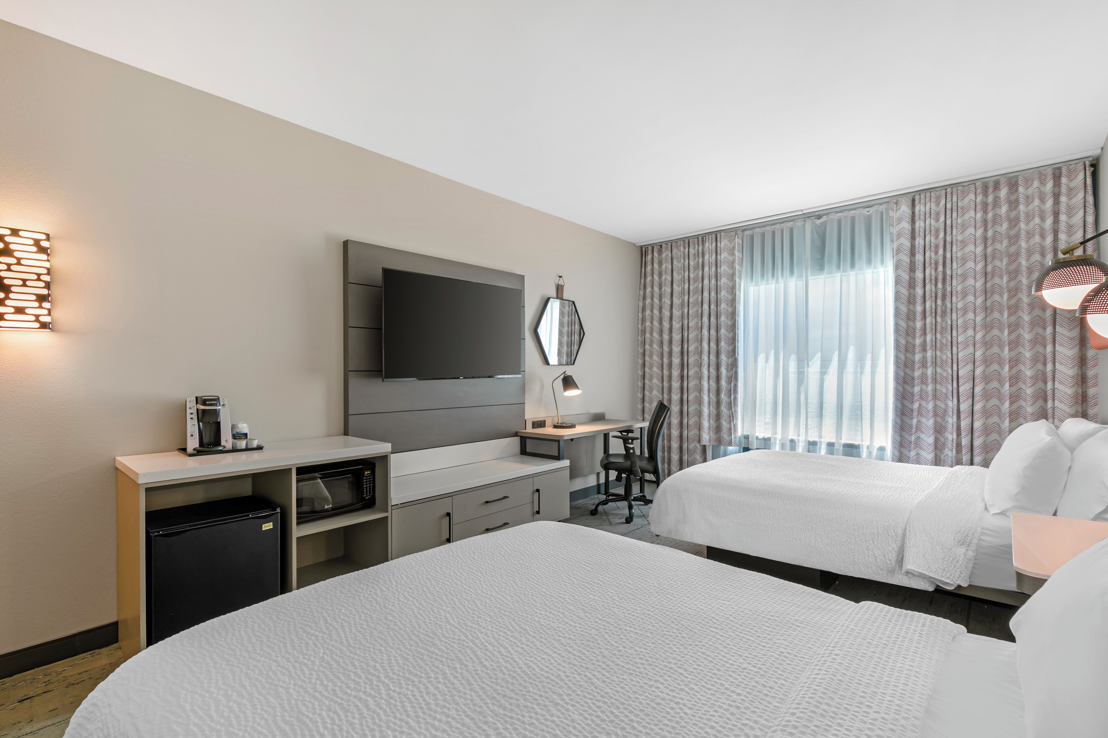 Desk, blackout curtains, iron/ironing board, free WiFi