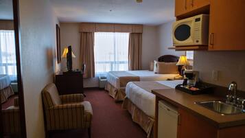 Standard Room, 2 Queen Beds, Refrigerator & Microwave | Desk, iron/ironing board, free WiFi, bed sheets