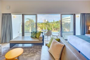 Premium bedding, down duvets, in-room safe, desk