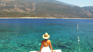 Pantai persendirian, kabana percuma, kerusi lepak pantai, payung