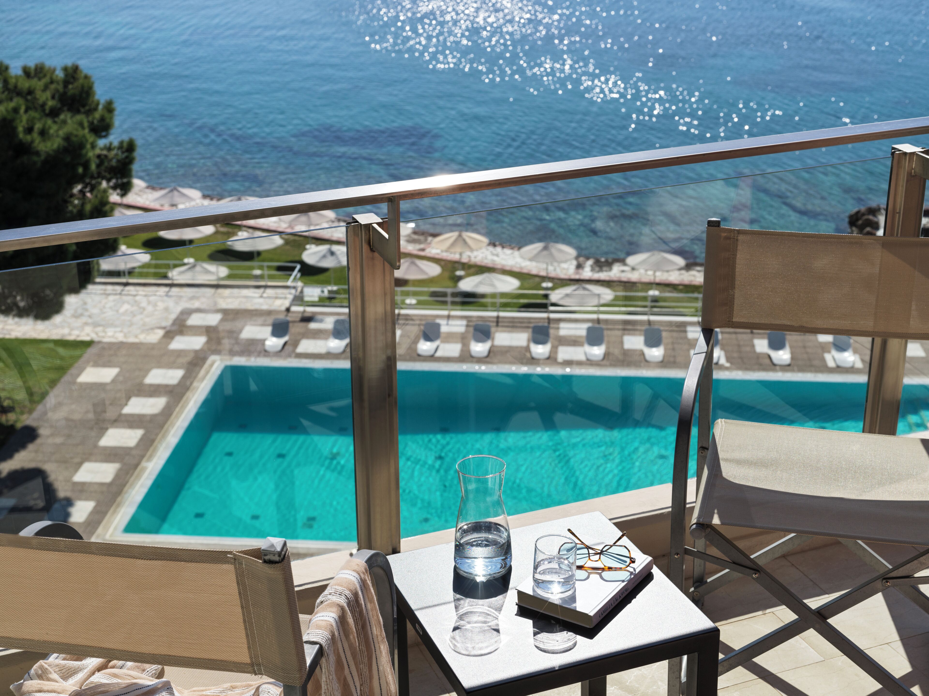 Utsikt mot strand/hav