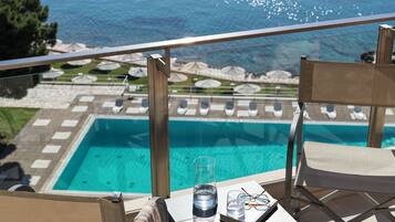 Utsikt mot strand/hav