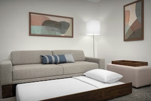 Premium bedding, desk, iron/ironing board, free cots/infant beds