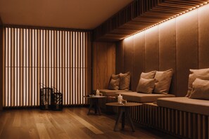 Sauna, steam room, body treatments, hot stone massages, body wraps