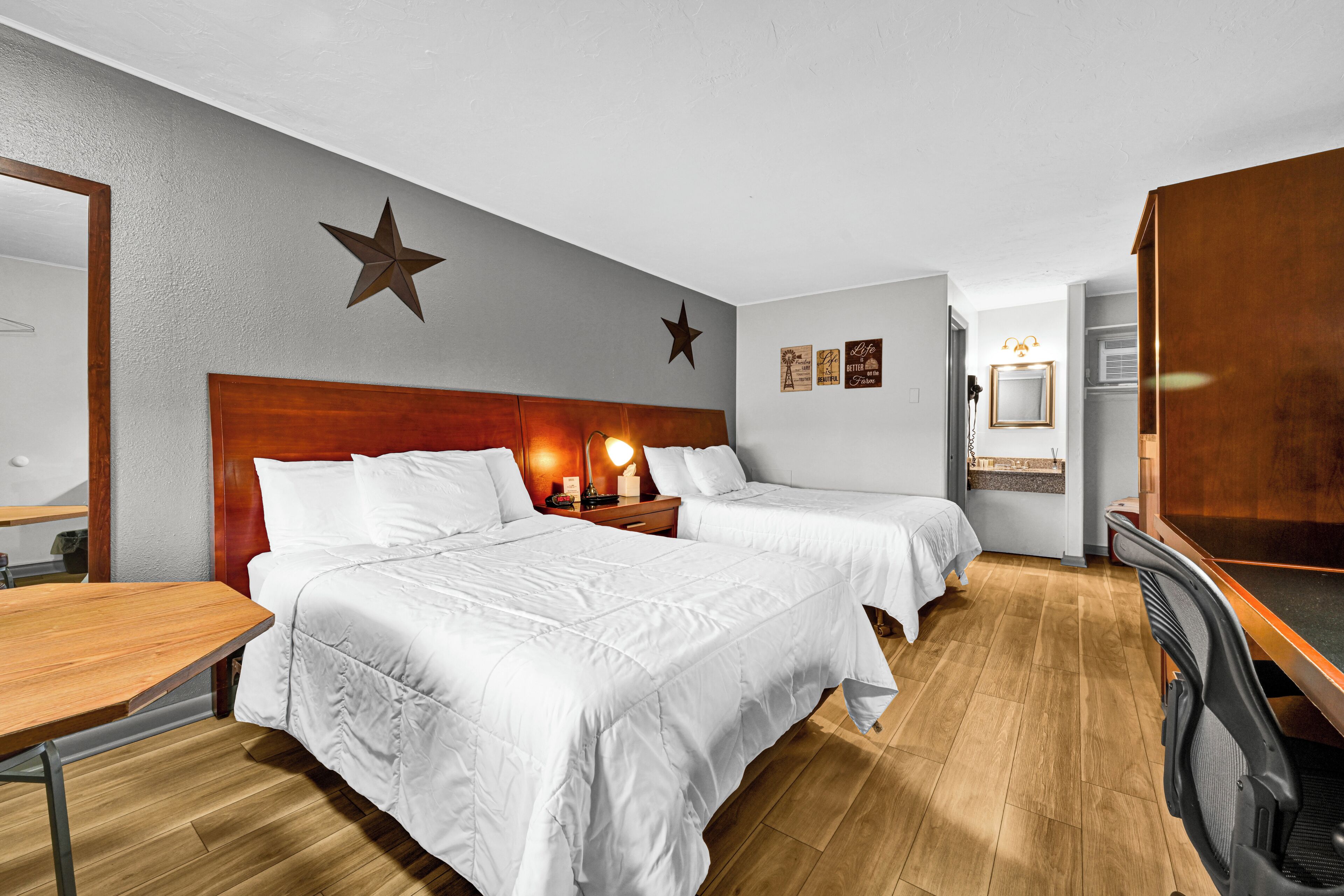 Room, 2 Double Beds, Non Smoking | Desk, iron/ironing board, free WiFi, bed sheets