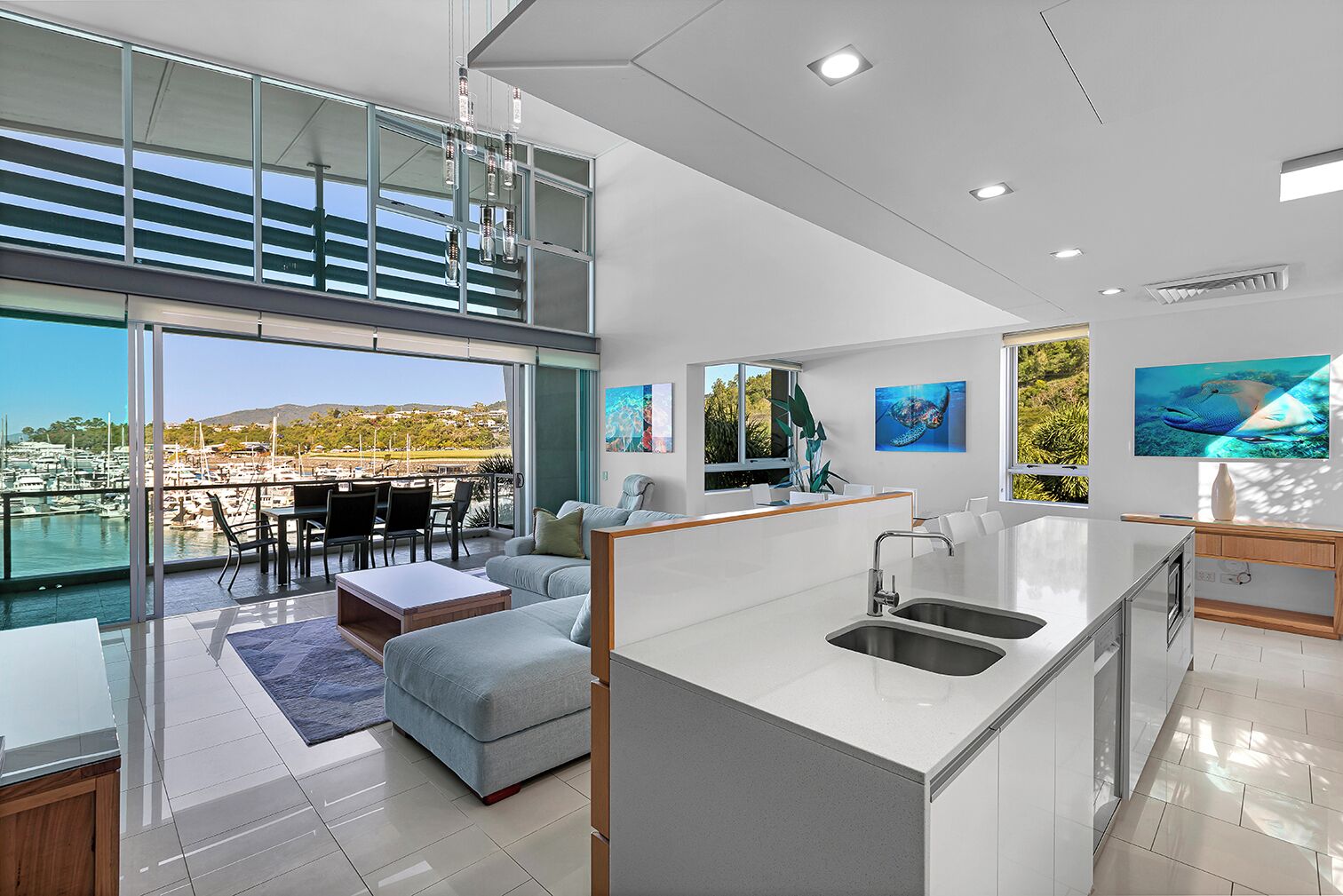 3 Bedroom 2 Bathroom Waterfront Penthouse | Living area | Flat-screen TV, DVD player