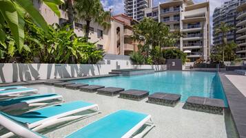 Outdoor pool, pool loungers