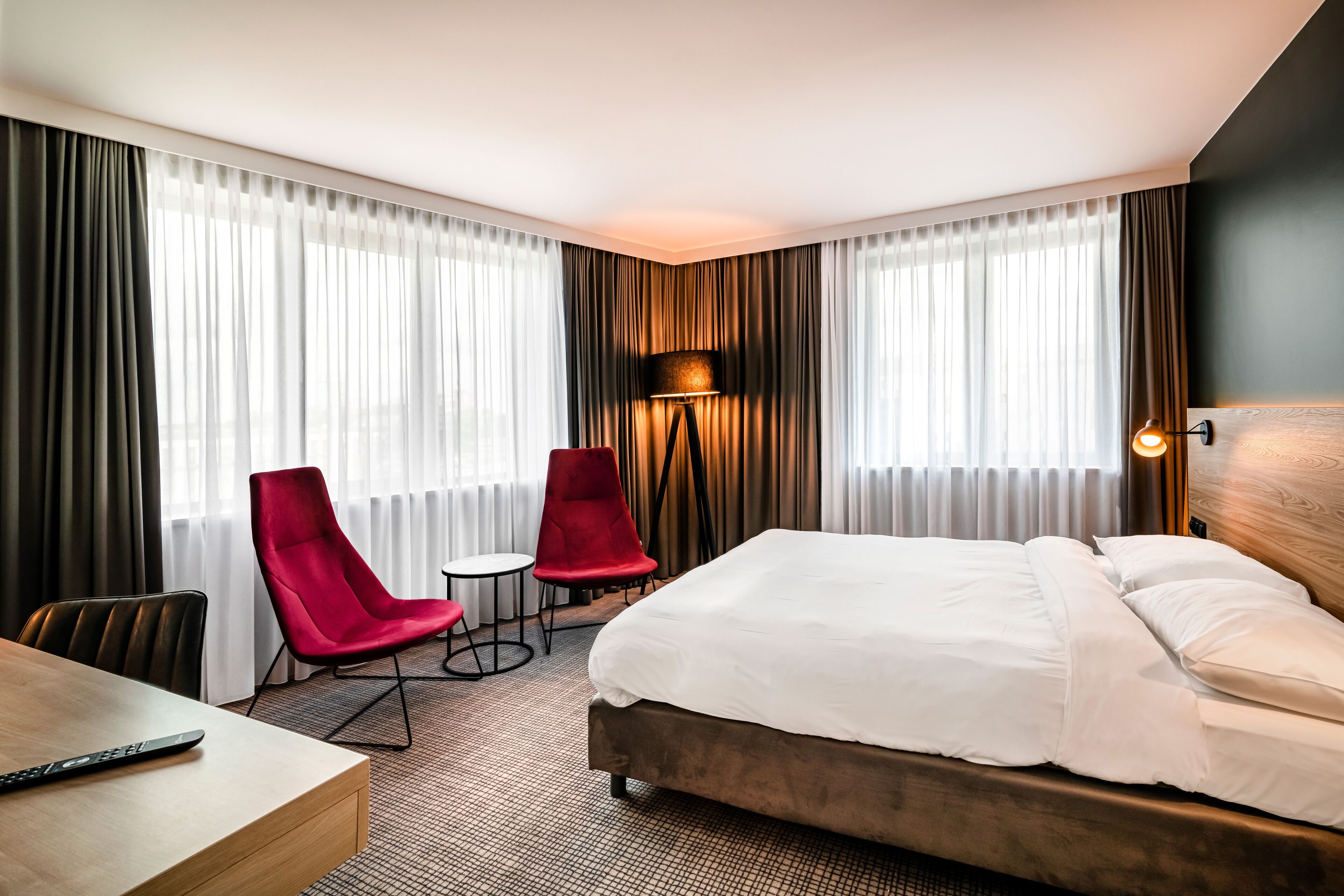 In-room safe, desk, laptop workspace, blackout drapes