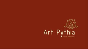 Le logo de l’hôtel-restaurant Art Pythia présente un motif stylisé de plante.