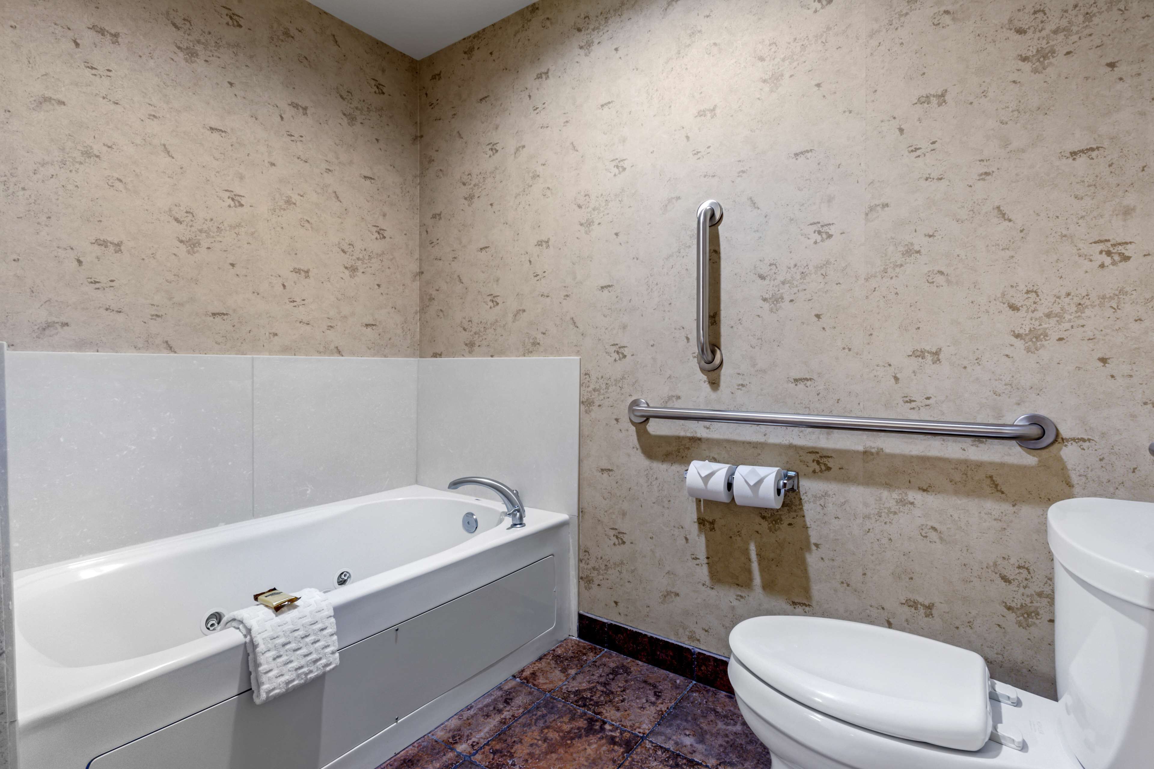 suite, 1 king bed, accessible, non smoking (with sofabed) | bathroom | combined shower/bathtub, free toiletries, hair dryer, towels