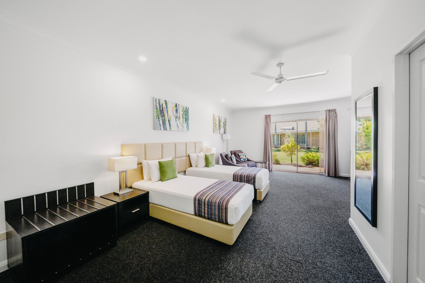 1 bedroom, premium bedding, desk, blackout curtains