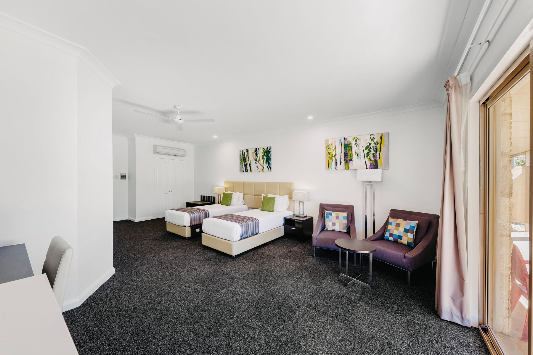 1 bedroom, premium bedding, desk, blackout curtains