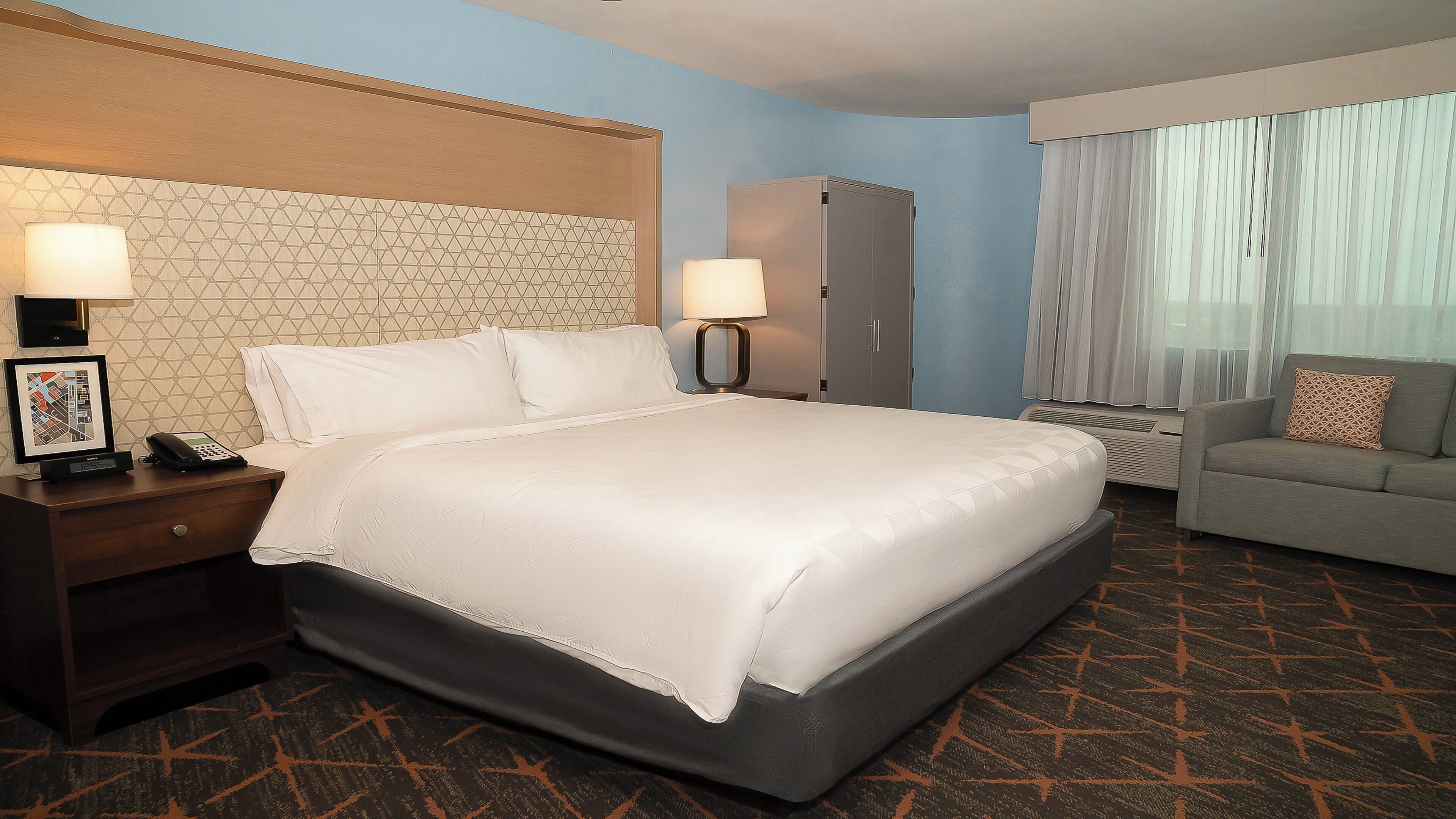 In-room safe, desk, laptop workspace, blackout curtains