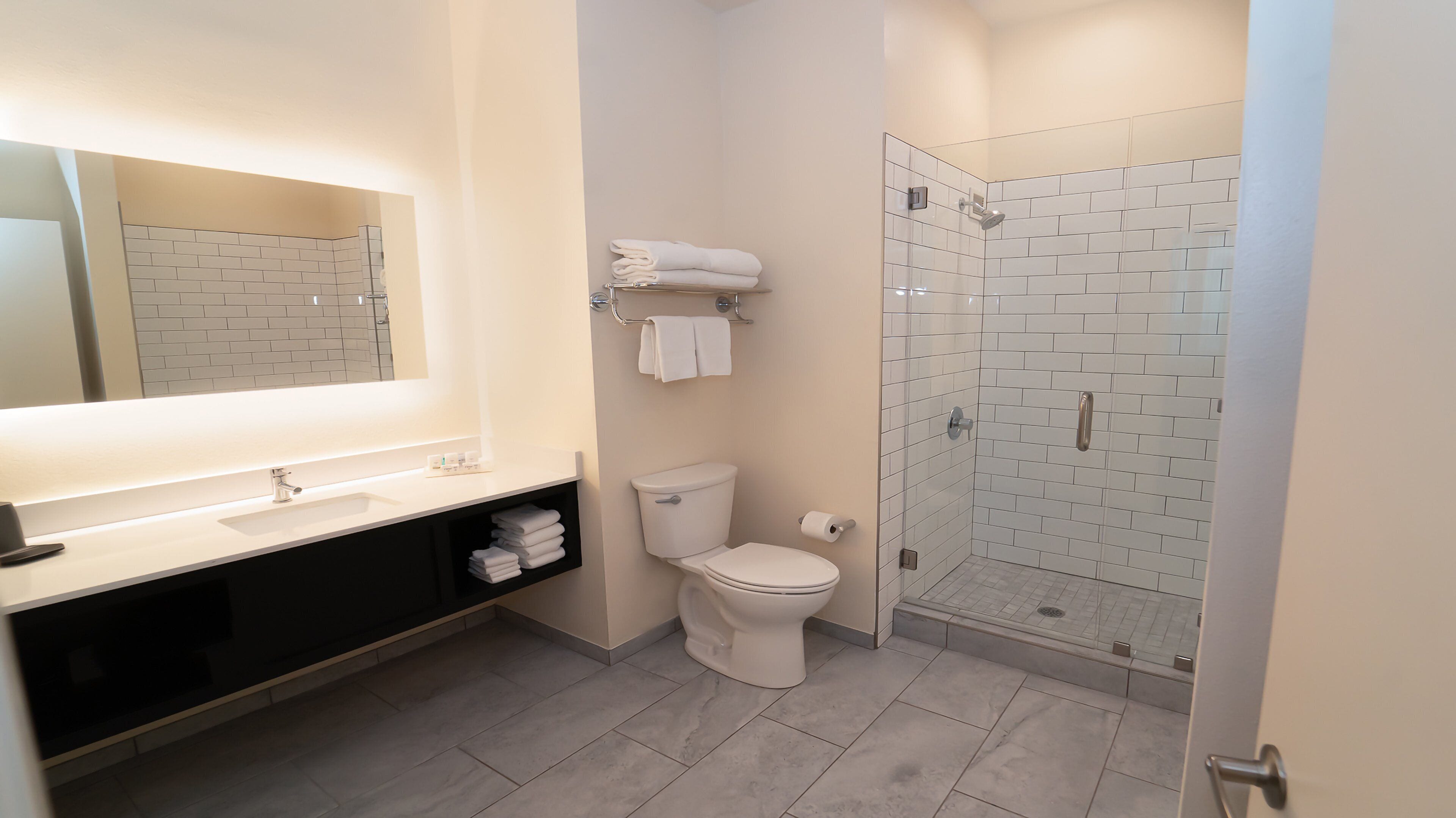 free toiletries, hair dryer, towels