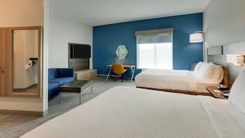 Pillowtop beds, desk, laptop workspace, blackout drapes