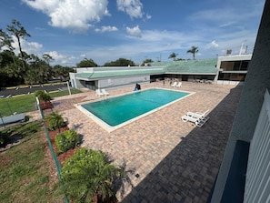 Outdoor pool, pool loungers