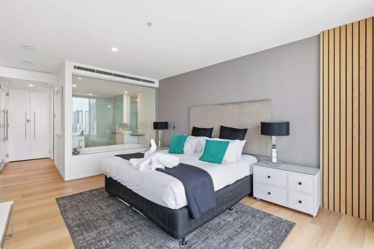 Individually decorated, individually furnished, desk, laptop workspace