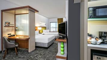 Desk, blackout curtains, iron/ironing board, free cots/infant beds