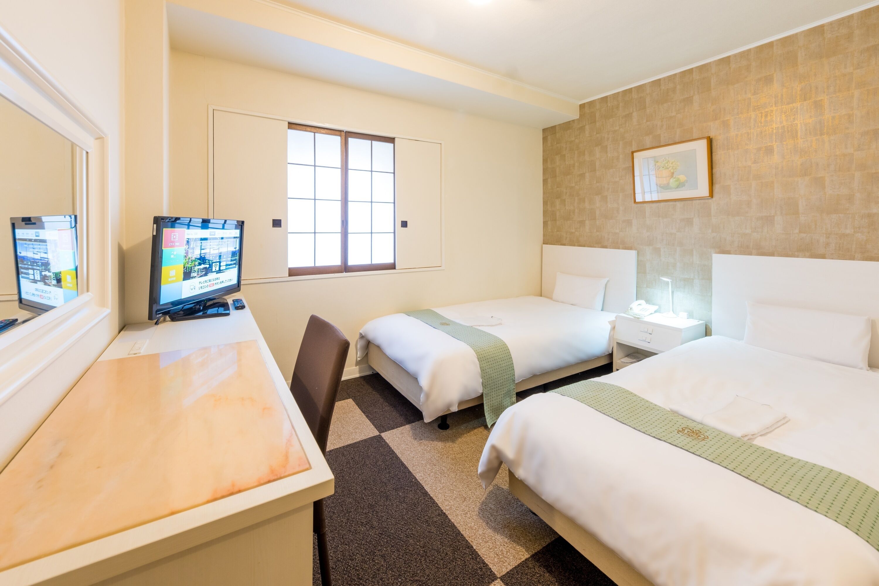 スタンダードツインルーム 禁煙 18平米 | WiFi (無料)、ベッドシーツ