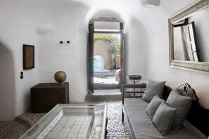 Grand Two Villa Complex with Private Pool | Living area | TV, DVD player - Ducato Wine Village (Santorini)