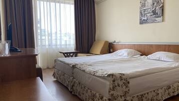 Desk, blackout curtains, iron/ironing board, free WiFi